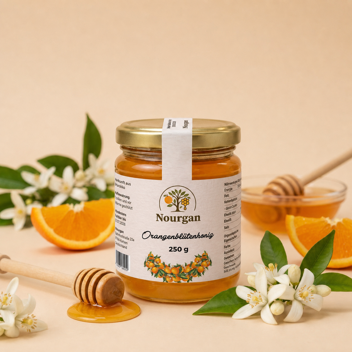 NOURGAN Orangenblütenhonig im Glas, 250 g